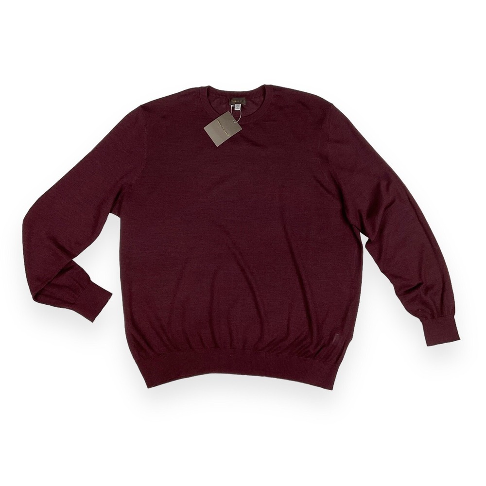 Thomas Dean Sweater Mens‎ XXL Burgundy Red Long Sleeve Crew Neck Wool Blend NWT